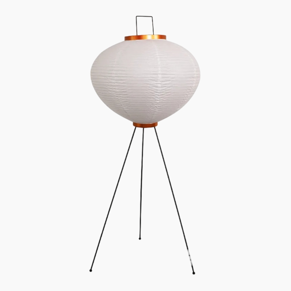 Lampadaire trépied avec abat-jour en papier de riz inspiration zen