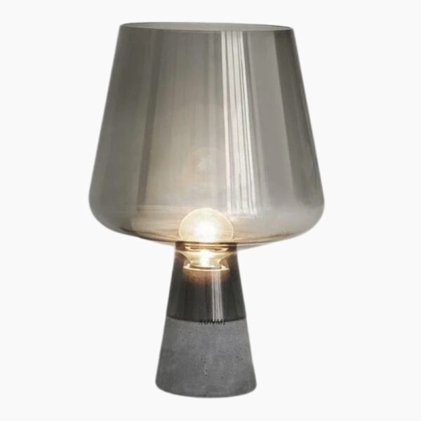 Lampe contemporaine en verre teinté sur socle ciment