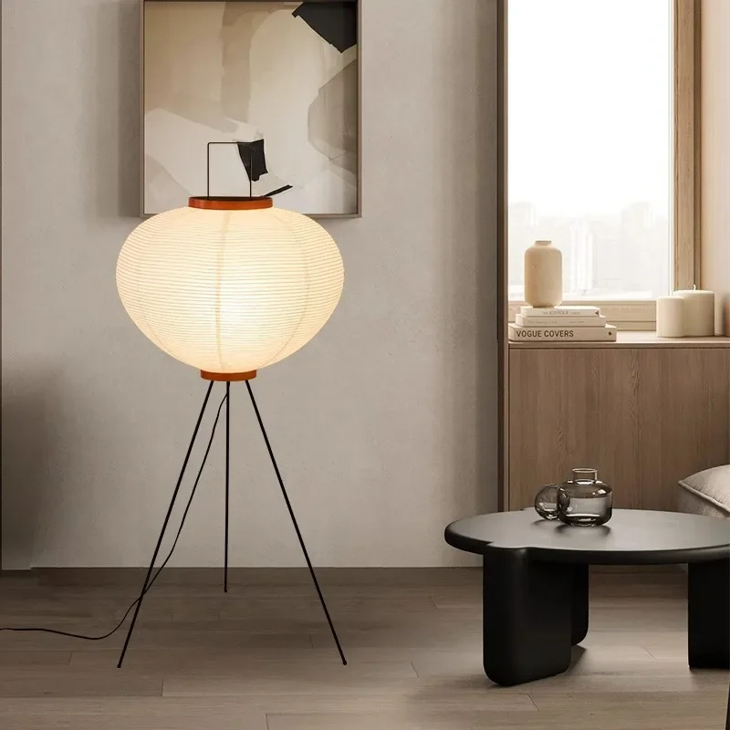 Lampadaire trépied avec abat-jour en papier de riz inspiration zen – Image 5