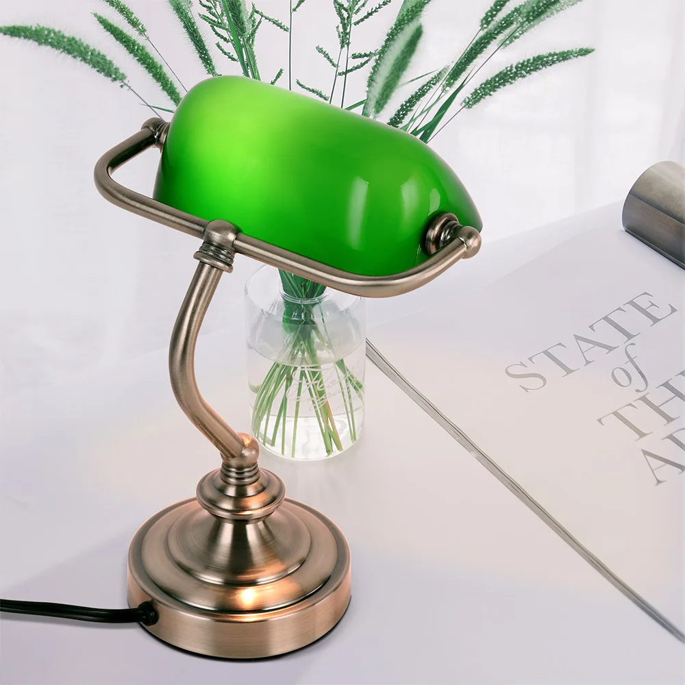 Lampe de bureau classique avec abat-jour émeraude inspiration années 30 – Image 3