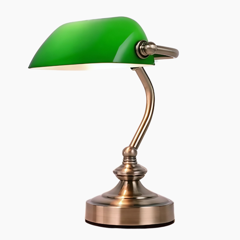 Lampe de bureau classique avec abat-jour émeraude inspiration années 30