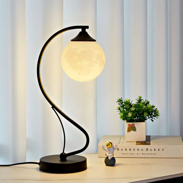 Alternative view of Lampe de chevet LED sphérique inspiration lunaire