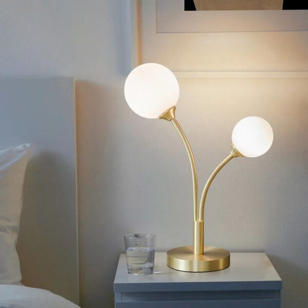 Alternative view of Lampe de table artistique bilatérale en finition or
