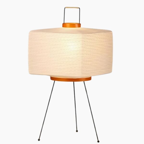 Lampe design orientale avec abat-jour en papier et base trépied