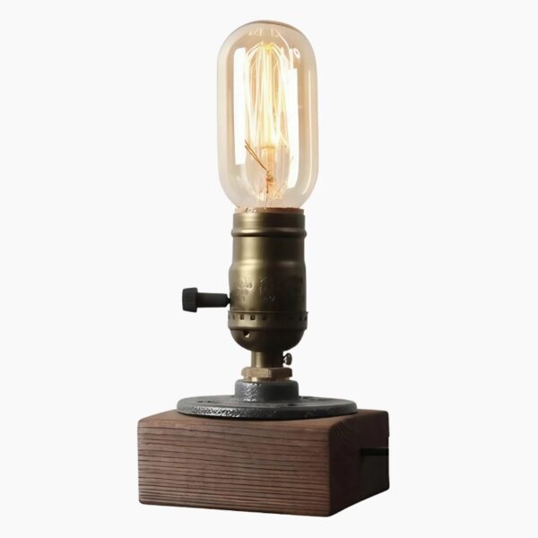 Lampe vintage industrielle en métal et bois