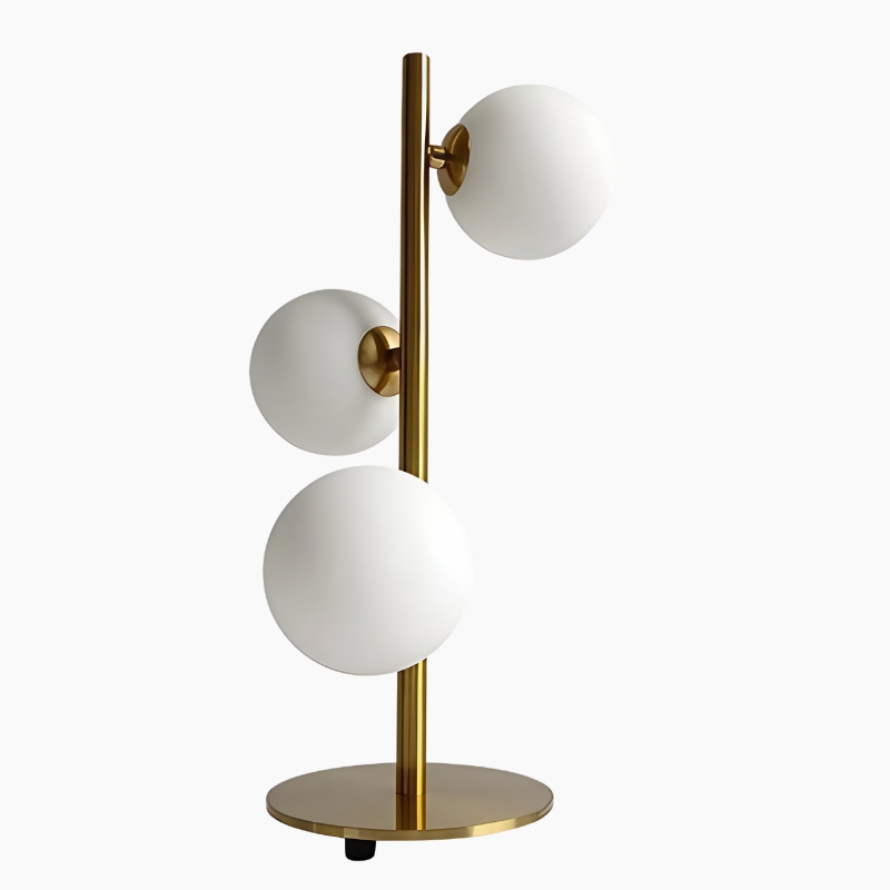 Lampe de table contemporaine aux trois sphères de cristal