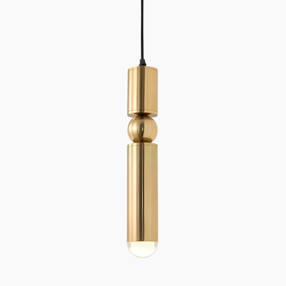 Suspension contemporaine en métal doré au design épuré