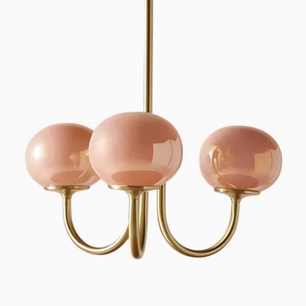 Suspension luminaire contemporaine aux trois globes roses