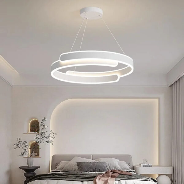 Alternative view of Suspension lumineuse LED annulaire en finition blanc pur