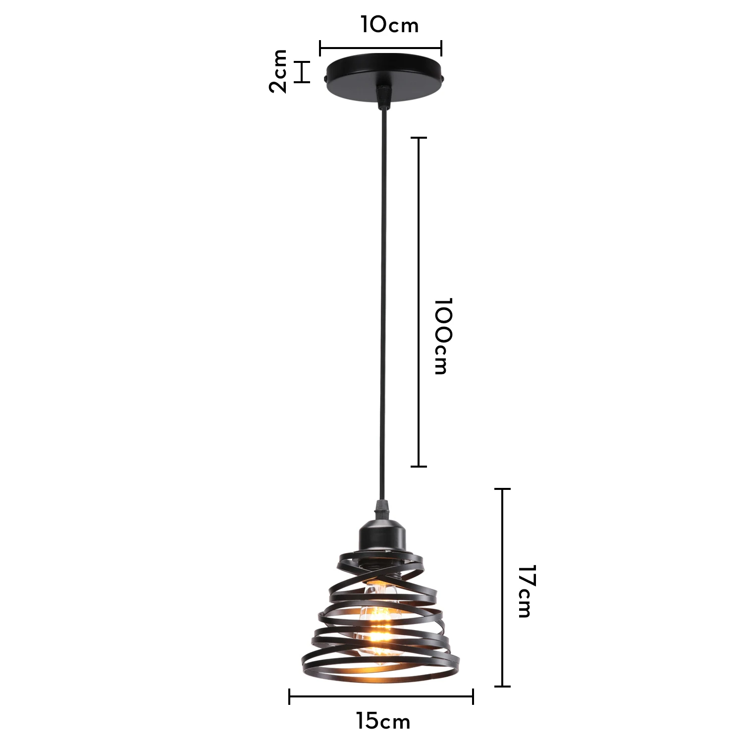 Suspension lumineuse torsadée en métal noir au charme rétro – Image 3