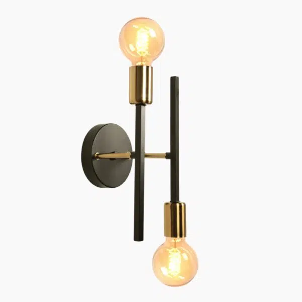 Applique murale contemporaine double torche en finition noire