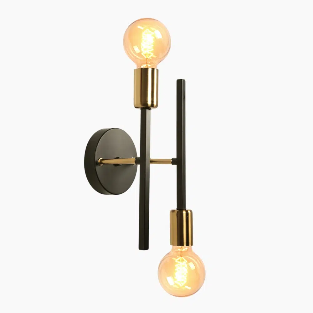 Applique murale contemporaine double torche en finition noire
