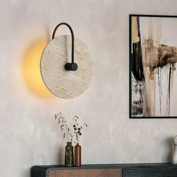 Alternative view of Applique murale circulaire LED en pierre naturelle