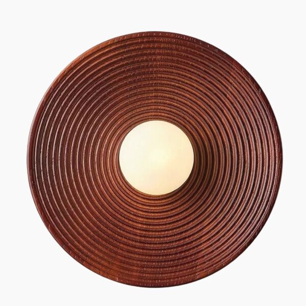 Applique murale design LED circulaire en bois naturel