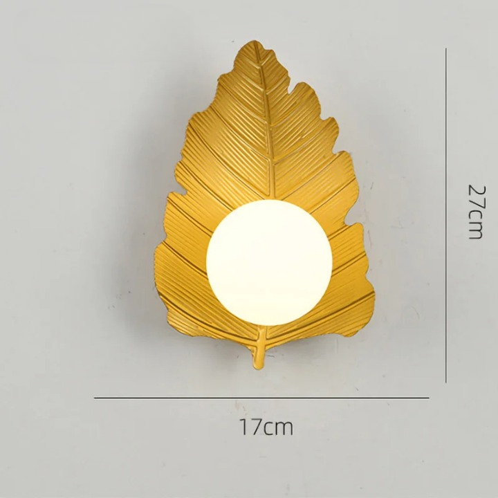 Applique murale nature, feuille sculptée finition dorée – Image 4