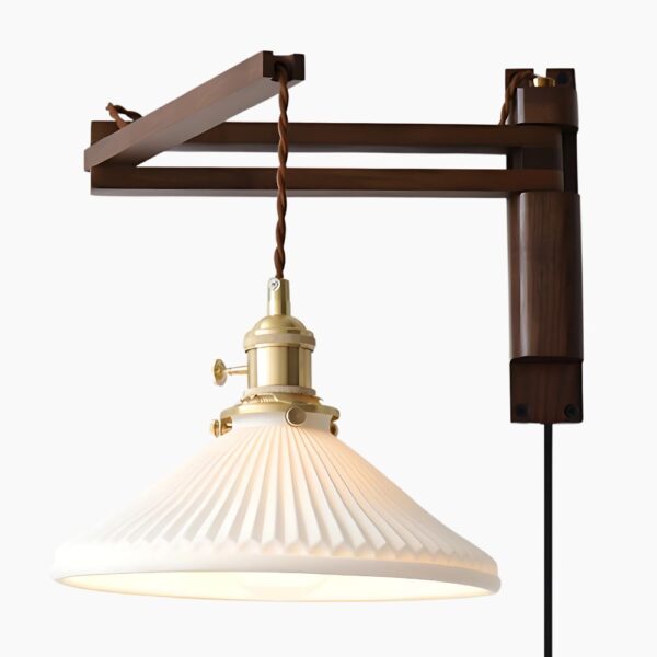 Applique murale orientable en bois d'inspiration asiatique