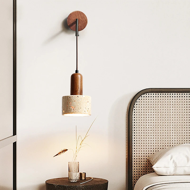 Luminaire LED alliance bois et pierre naturelle – Image 3