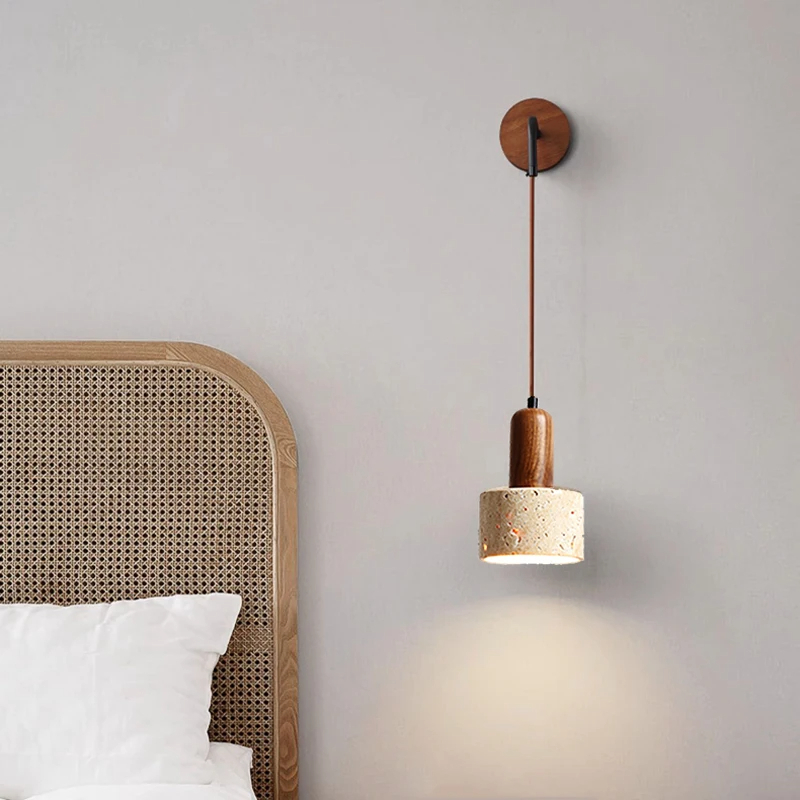 Luminaire LED alliance bois et pierre naturelle – Image 2