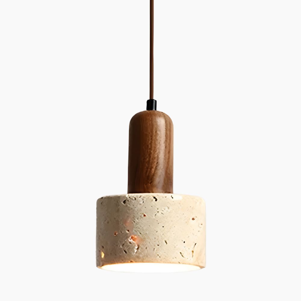 Luminaire LED alliance bois et pierre naturelle