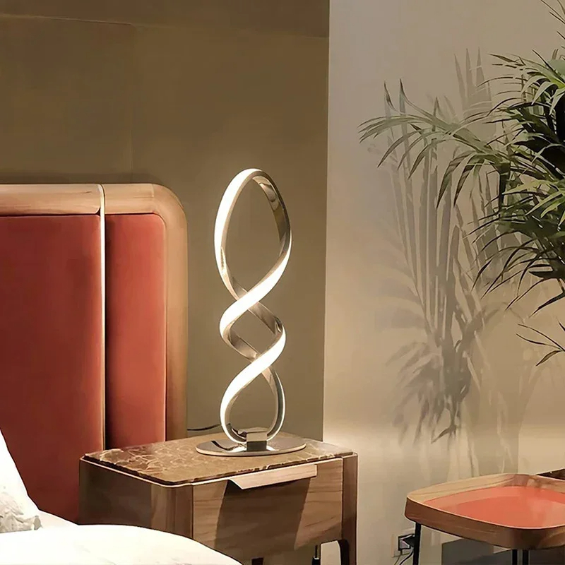 Lampe de chevet forme spirale moderne