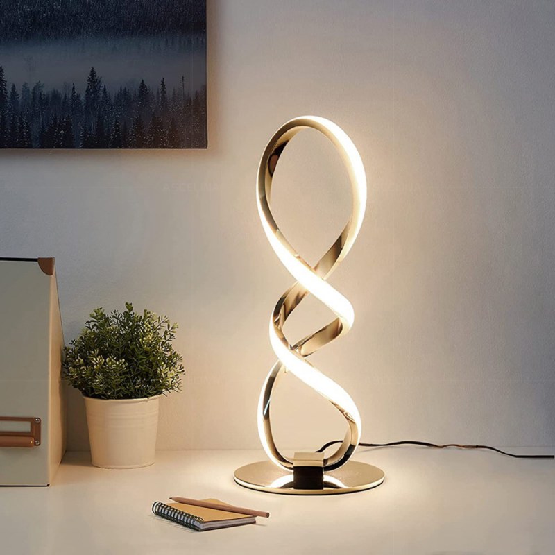 Lampe de chevet forme spirale moderne