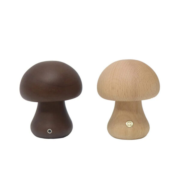 Lampe champignon compact effet bois