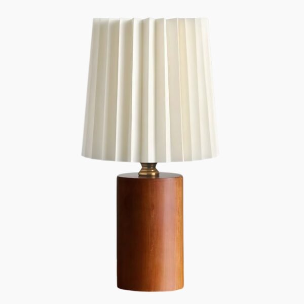 Lampe de bureau en bois avec abat-jour texturé