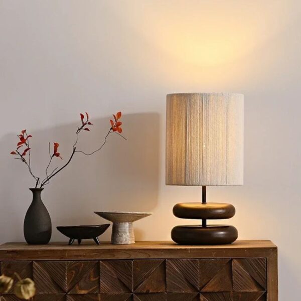 Lampe de chevet en bois avec base superposée