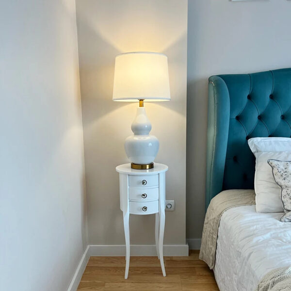 Lampe de chevet vintage en céramique blanche