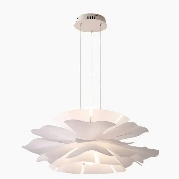 Suspension luminaire blanche design moderne en forme de fleur
