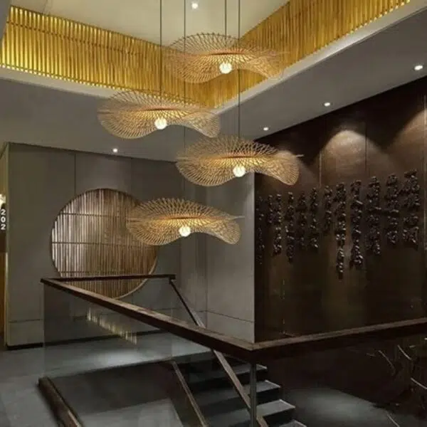 Suspension luminaire en bambou style zen
